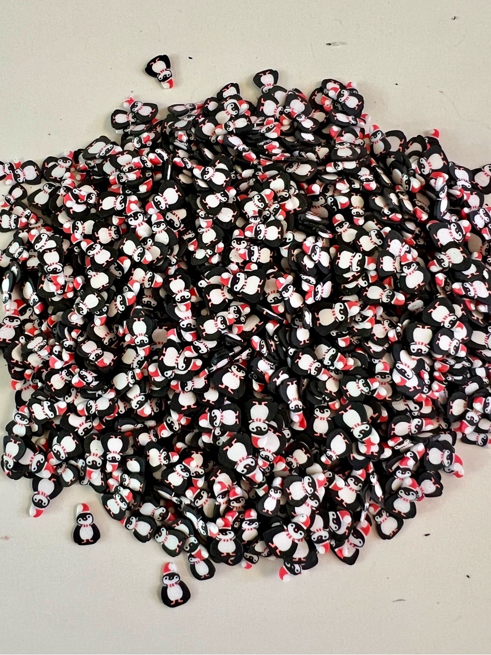 30 grams Christmas Penguins Black White Sprinkles Fake Fimo Slime Polymer Clay
